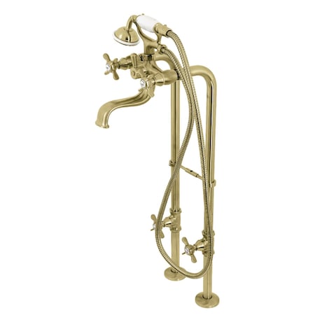 Kingston Brass CCK246K7 Freestanding Clawfoot Tub Faucet Package with Supply Line, Brushed Brass CCK246K7